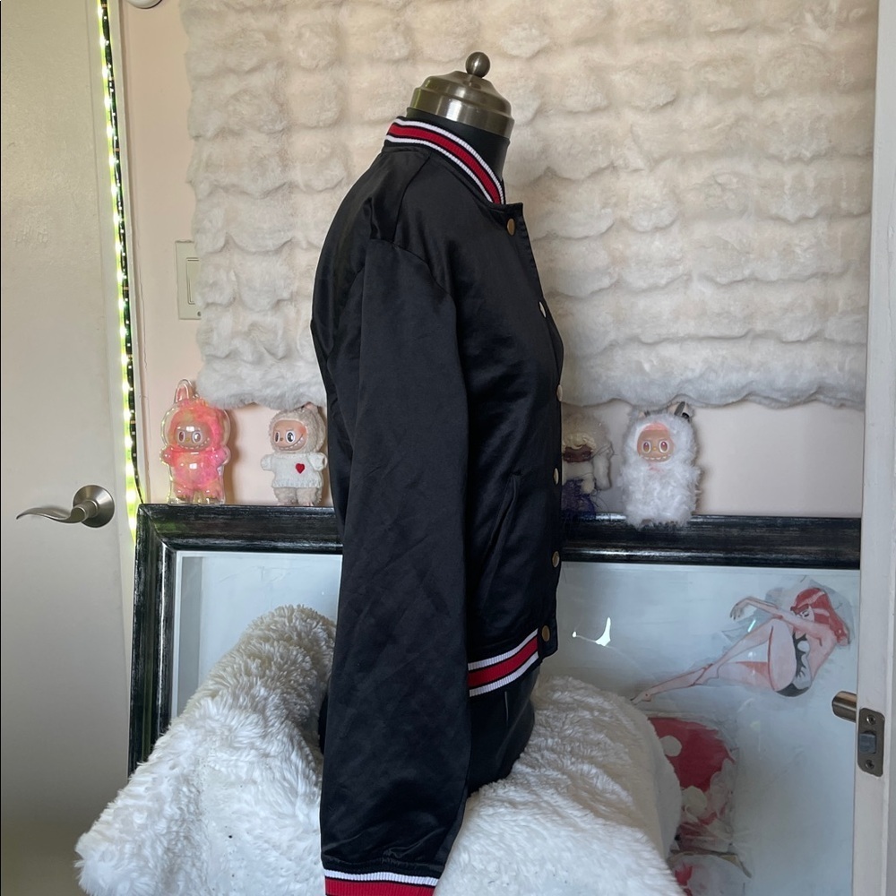True Religion Black Varsity Jacket with Red and White Trim nwt - Picture 6 of 10